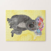 Koala met bloemenveer waterverf kunst legpuzzel (Horizontaal)