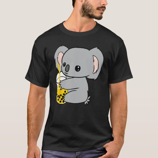 Koala met Boba Bubble Tea Lover Kinder geschenken T-shirt (Voorkant)