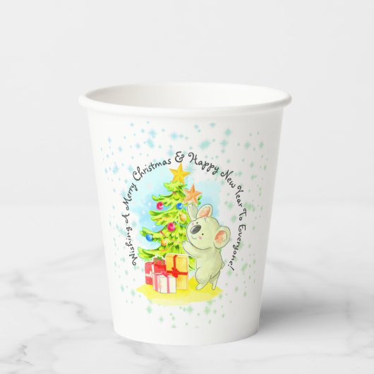 Koala met boom & Star Australian Kerstparty Papieren Bekers (Voorkant)
