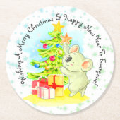 Koala met boom & Star Australian Kerstparty Ronde Kartonnen Onderzetter (Voorkant)