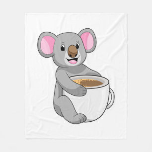 Koala met Coffee Cup Fleece Deken