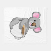 Koala met Coffee Cup Fleece Deken (Voorkant (Horizontaal))