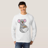 Koala met Coffee Cup T-shirt (Voorkant volledig)