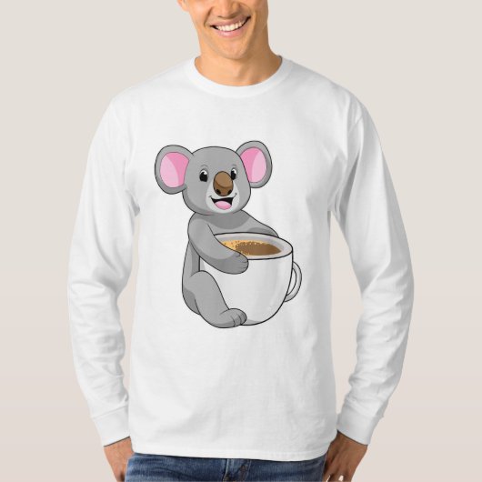 Koala met Coffee Cup T-shirt (Voorkant)