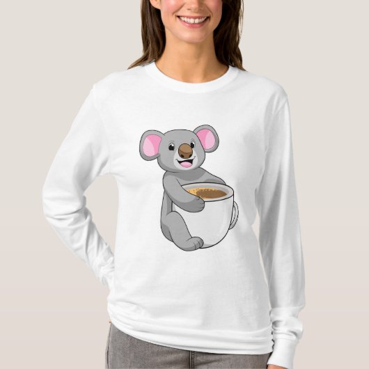 Koala met Coffee Cup T-shirt (Voorkant)