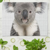 Koala met grijze Linen achtergrond Theedoek (Gevouwen)