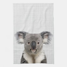Koala met grijze Linen achtergrond