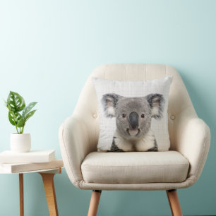 Koala met grijze linnen achtergrond kussen