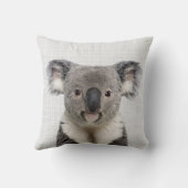 Koala met grijze linnen achtergrond   kussen (Achterkant)