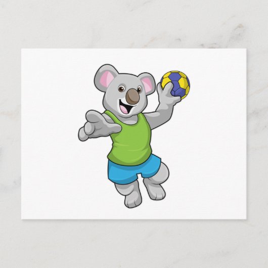 Koala met Handbal Sporten Briefkaart (Voorkant)