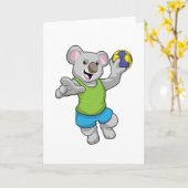 Koala met Handball Sports Kaart (Gele Bloem)