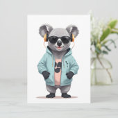 Koala met hoodie Grappig Cool Dier karakter Kaart (Staand voorkant)