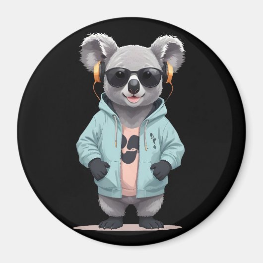 Koala met hoodie Grappig Cool Dier karakter Magneet (Voorkant)