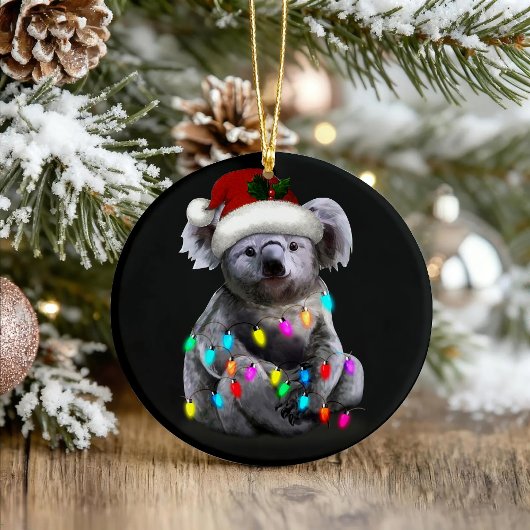 Koala met kerstlampjes als seizoen keramisch ornament
