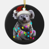 Koala met kerstlampjes als seizoen keramisch ornament (Voorkant)