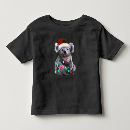 Koala met kerstlampjes als seizoen kinder shirts (Voorkant)
