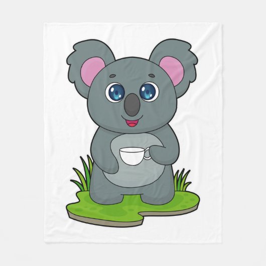 Koala met koffiebeker fleece deken (Voorkant)