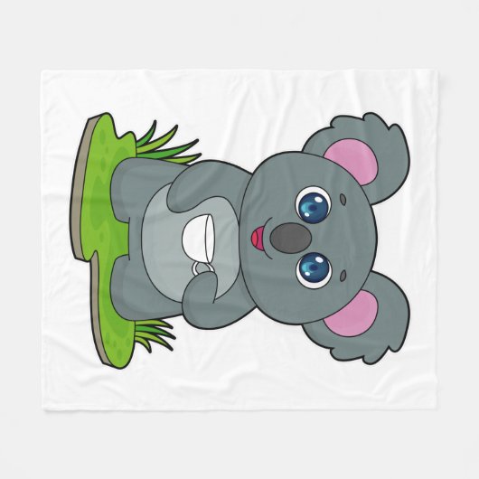 Koala met koffiebeker fleece deken (Voorkant (Horizontaal))