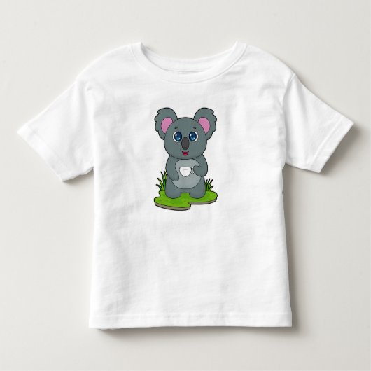 Koala met koffiebeker kinder shirts (Voorkant)