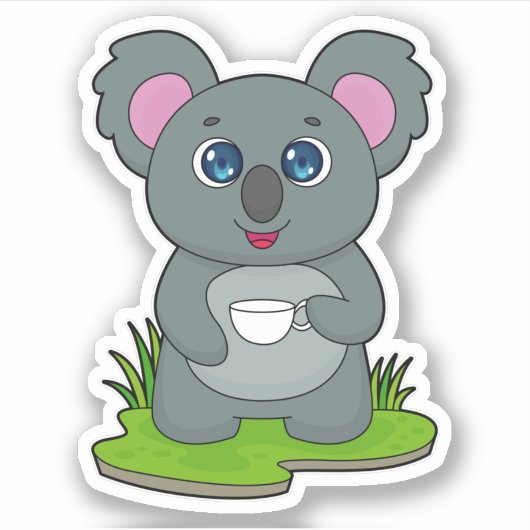 Koala met koffiebeker sticker (Voorkant)