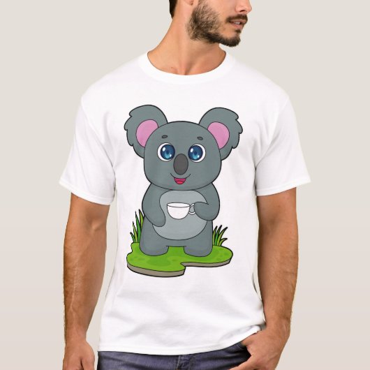 Koala met koffiebeker t-shirt (Voorkant)