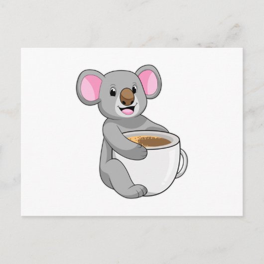 Koala met koffiekopje briefkaart (Voorkant)