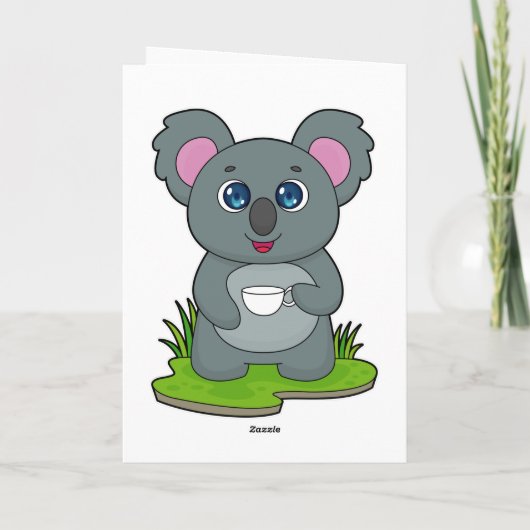 Koala met koffiekopje kaart (Achterkant)
