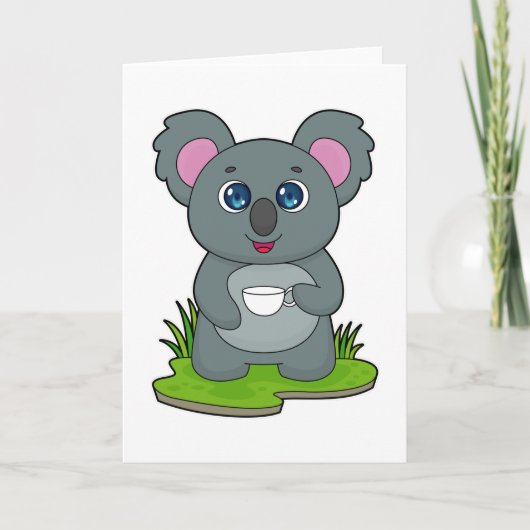 Koala met koffiekopje kaart (Voorkant)
