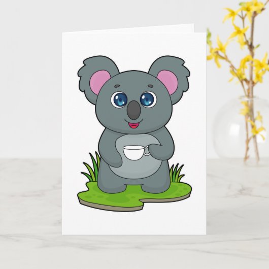 Koala met koffiekopje kaart (Gele Bloem)