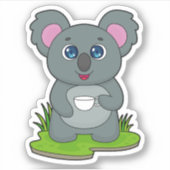 Koala met koffiekopje sticker (Voorkant)