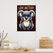 Koala met lage batterij – Grappig vermoeid cartoon Poster (Keuken)