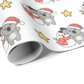 Koala met Snowman in de winter voor Kerstmis Cadeaupapier (Rol Hoek)