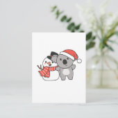 Koala met Snowman in de winter voor Kerstmis Feestdagenkaart (Staand voorkant)