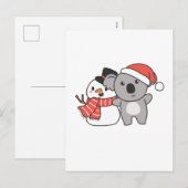 Koala met Snowman in de winter voor Kerstmis Feestdagenkaart (Voorkant / Achterkant)