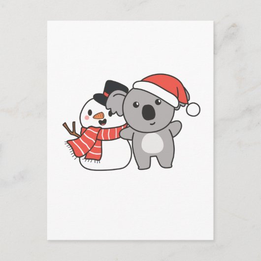 Koala met Snowman in de winter voor Kerstmis Feestdagenkaart (Voorkant)