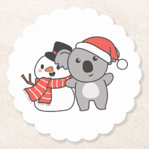 Koala met Snowman in de winter voor Kerstmis Kartonnen Onderzetters