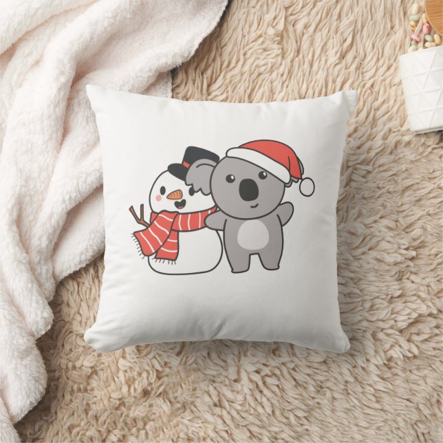 Koala met Snowman in de winter voor kerstmis P Kussen (Deken)