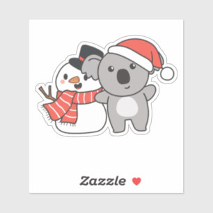 Koala met Snowman in de winter voor Kerstmis Sticker