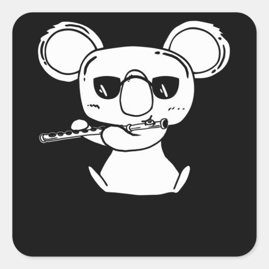 Koala met transversale flute flutist flute speler vierkante sticker (Voorkant)