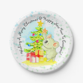Koala met Tree 7" Australische kerstfeest Papieren Bordje