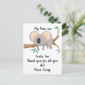 koala Mijn woordspelingen zijn koala-thee dank je  Briefkaart (Staand voorkant)