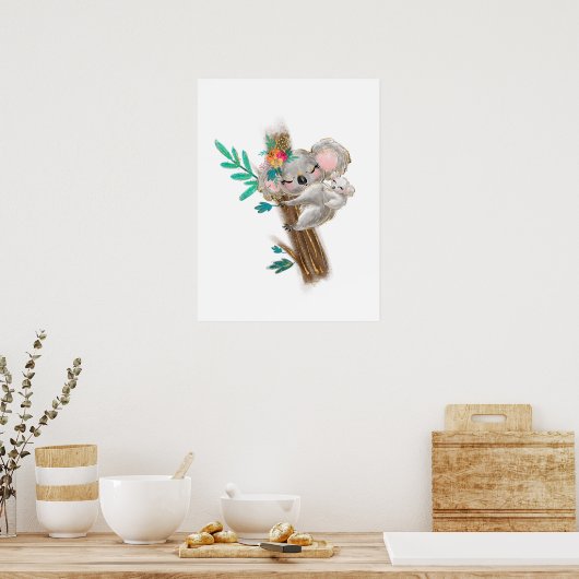 Koala moeder en Baby Poster (Keuken)