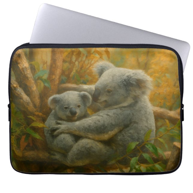 Koala-moeder en Joey in het herfstbladerdak Laptop Sleeve (Voorkant)