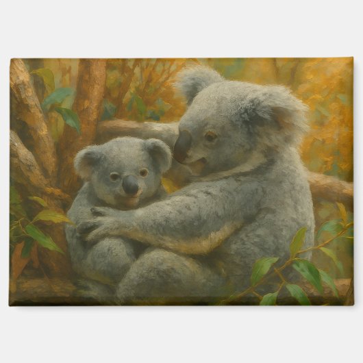 Koala-moeder en Joey in het herfstbladerdak Magneet (Voorkant)