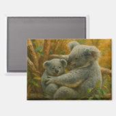 Koala-moeder en Joey in het herfstbladerdak Magneet (Voorkant / Achterkant)