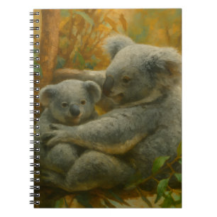 Koala-moeder en Joey in het herfstbladerdak Notitieboek