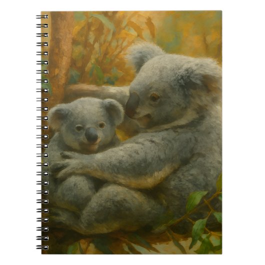 Koala-moeder en Joey in het herfstbladerdak Notitieboek (Voorkant)