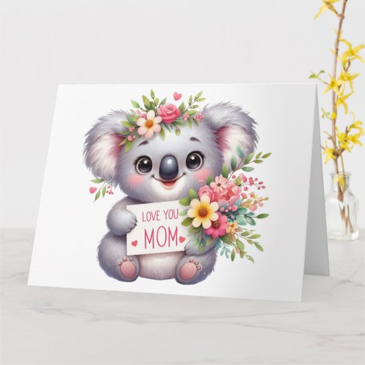 Koala Moederdag Kaart (Gele Bloem)