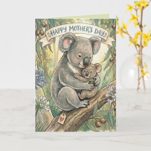 Koala Moederdag met Joey Kaart (Gele Bloem)