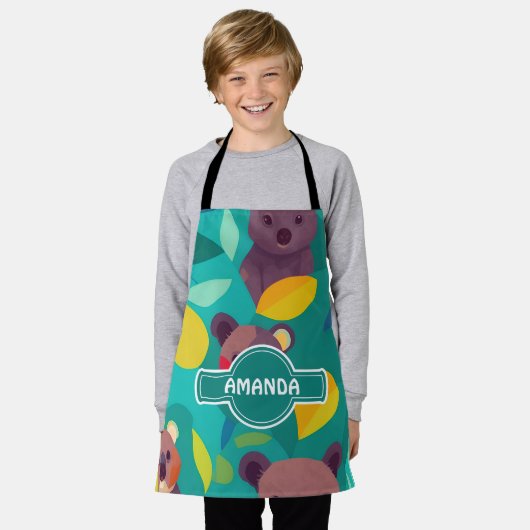 Koala Mozaïek Kleurrijk Gepersonaliseerd Patroon Schort (Gedragen)